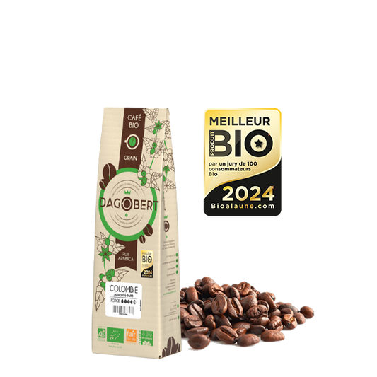 Les Cafés Dagobert -- Colombie 100% arabica, bio et équitable - grains (origine Colombie) - 250 g