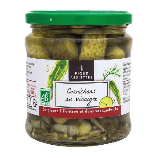 Pique Assiettes -- Cornichons au vinaigre bio - 190 g